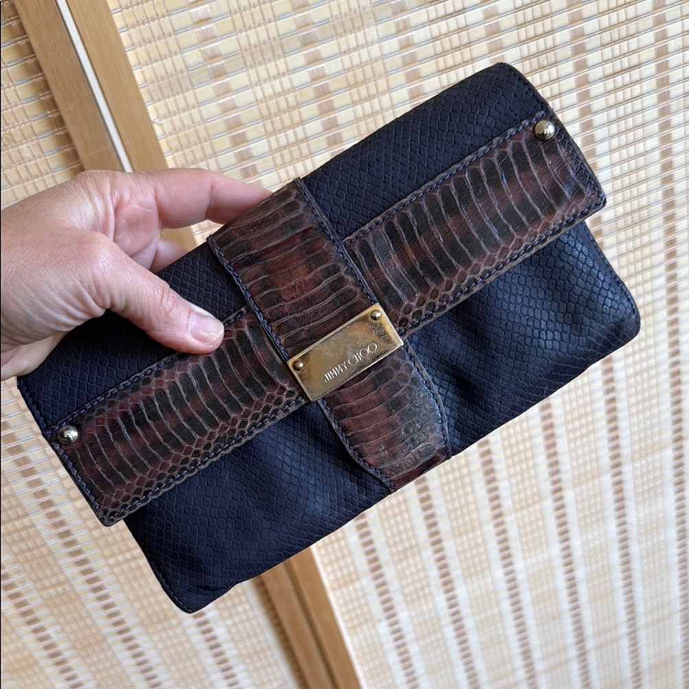 Jimmy Choo Purple Clutch With Reptile Texture
